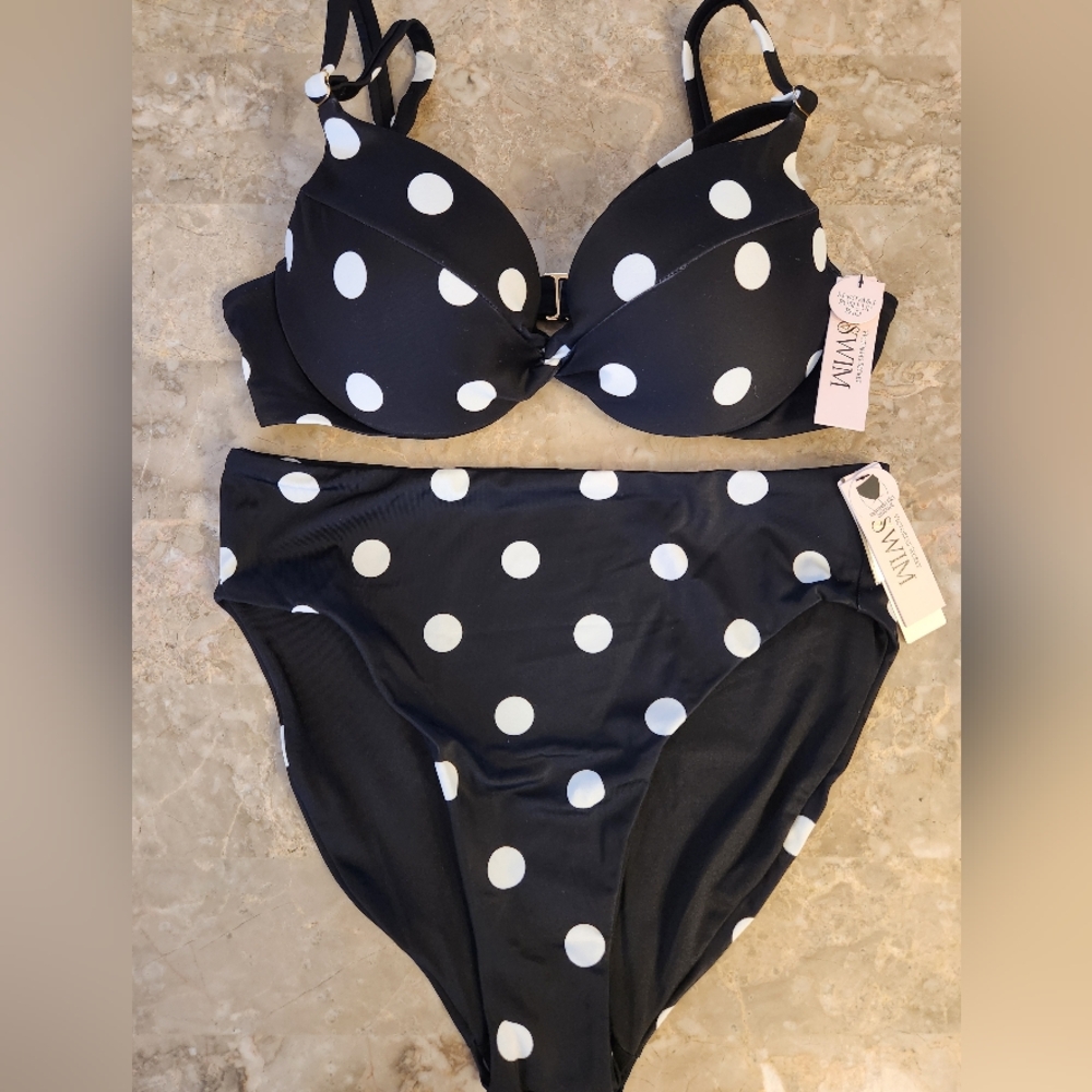 34B/S VS Swim Removable Push Up High Waist Bikini Set Dot